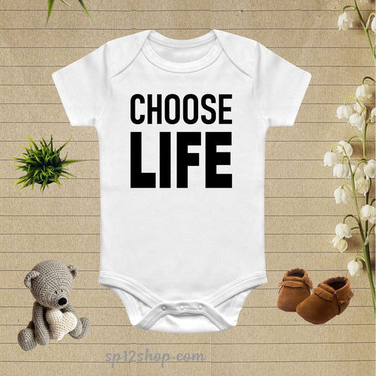 CHOOSE LIFE Baby Bodysuit George Michael WHAM 80s Costume Party Re