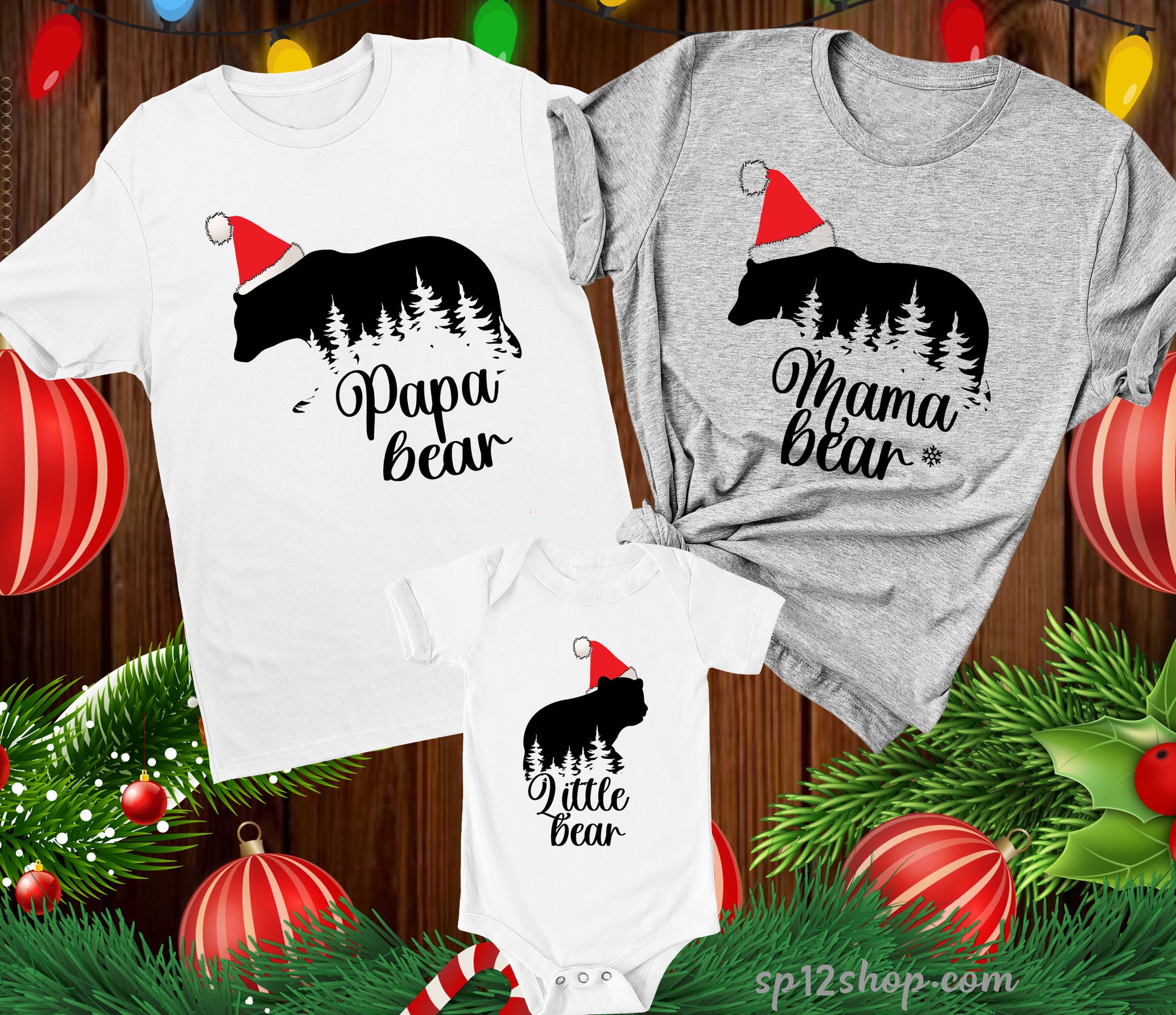 Christmas Bear Family T Shirt