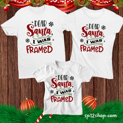  Dear Santa I Was Framed Christmas Funny T shirt
