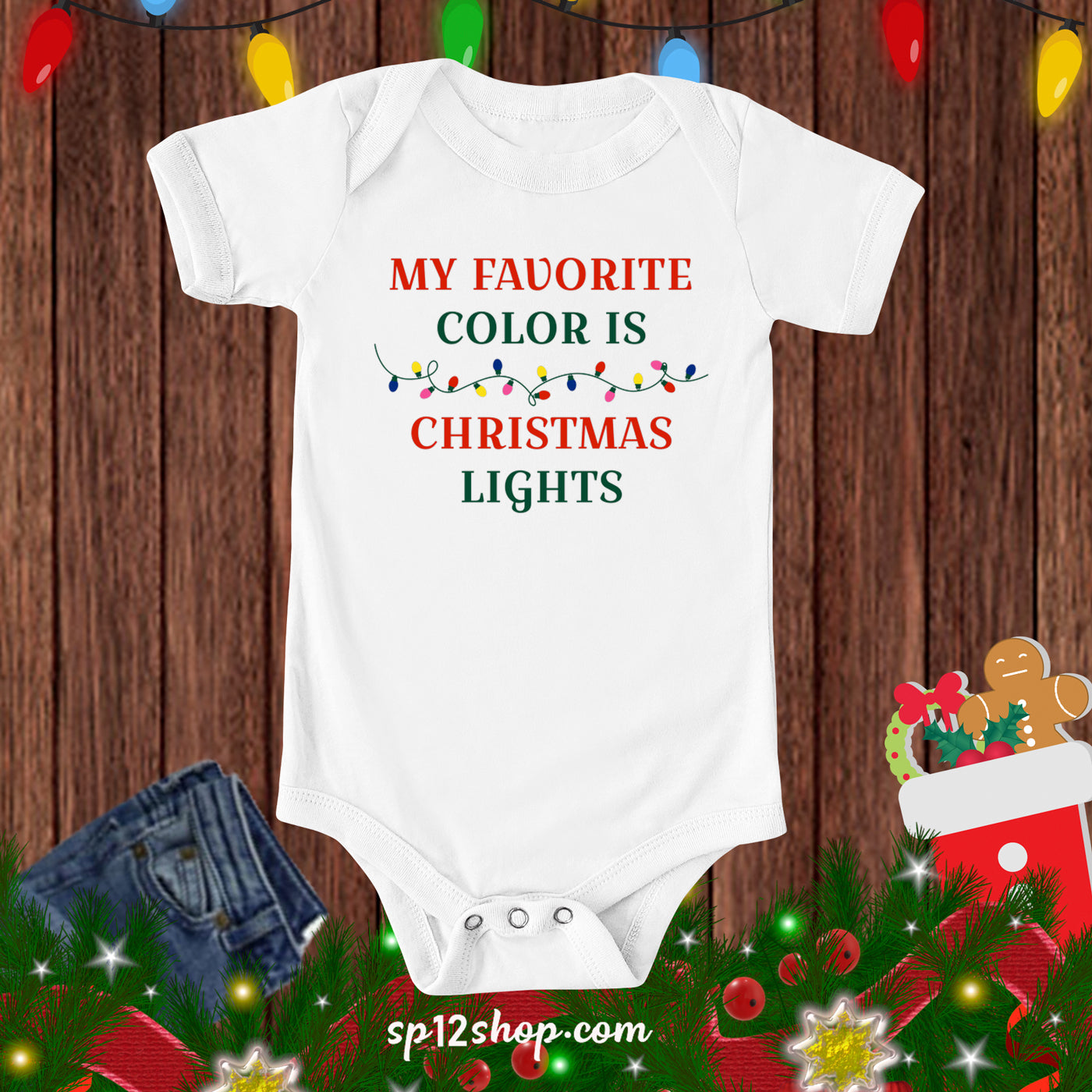 Christmas Light Color Family Gift Baby Bodysuit Tee