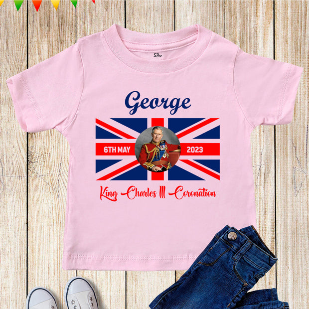 Personalised Union Flag 2023 King Charles III Coronation T Shirt