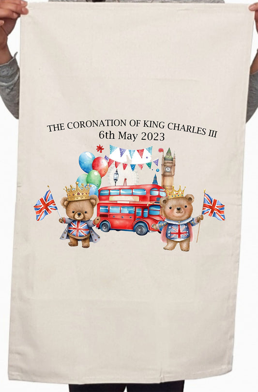 Coronation King Charles III 6th May Flag Party Kitchen Table Tea Towel