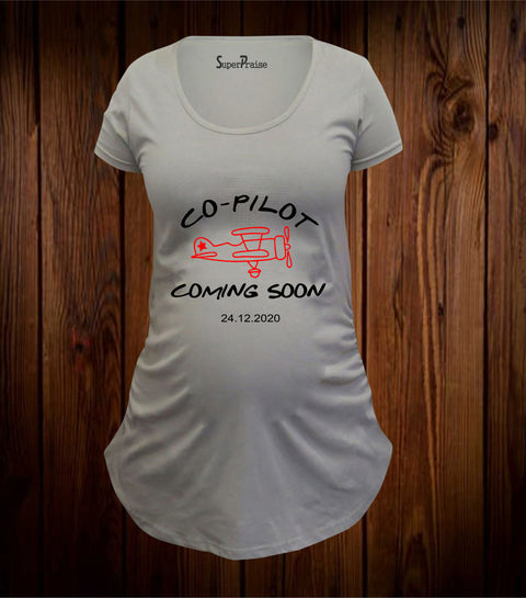 Custom Co-Pilot Coming Soon Maternity T Shirt