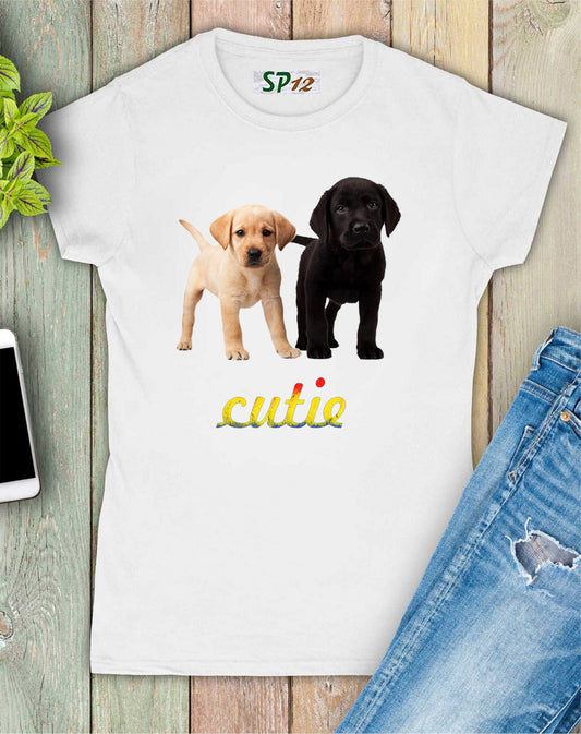 Cuties Puppies Slogan Women T Shirt