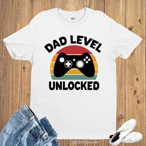 Dad Shirt Daddy Tshirt Dad Level Unlock Fathers Day Gift tee