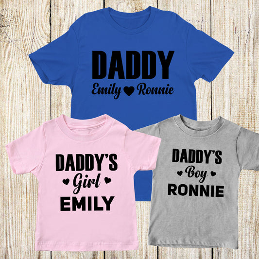 Daddy Daddy's Boy And Girl Matching Custom T Shirt