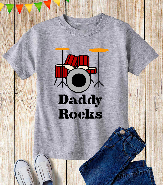 Daddy Rock Drummer Kids T Shirt