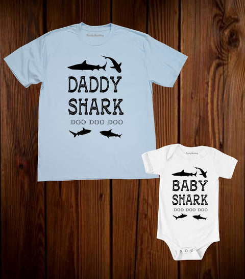 Daddy Shark Baby Shark Father And Son Matching T Shirt