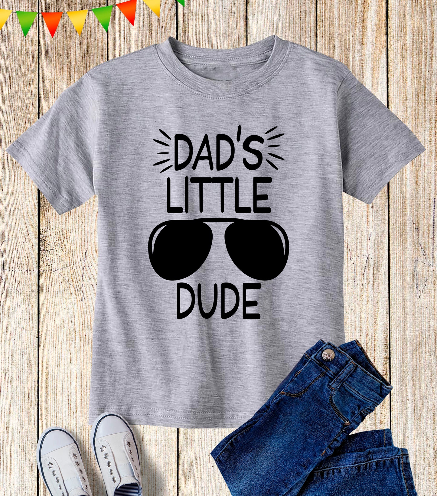 Dad's Little Dude Kids T Shirt
