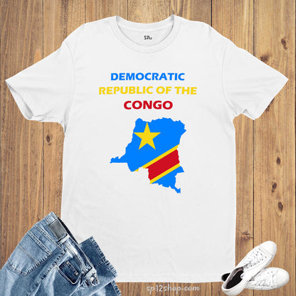 Democratic Republic of the Congo Flag T Shirt Olympics FIFA World Cup Country Flag Tee Shirt