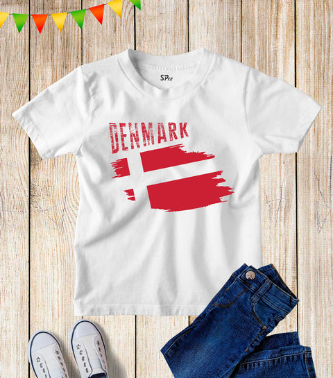 Denmark Flag Kids Patriotic T Shirt