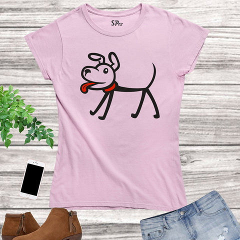 Dog Drawing Graphic Animal Women T Shirt