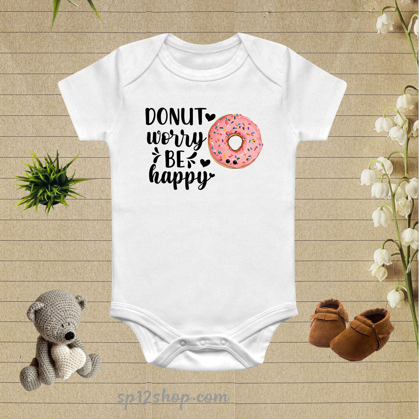 Donut Worry Be Happy Baby Bodysuit