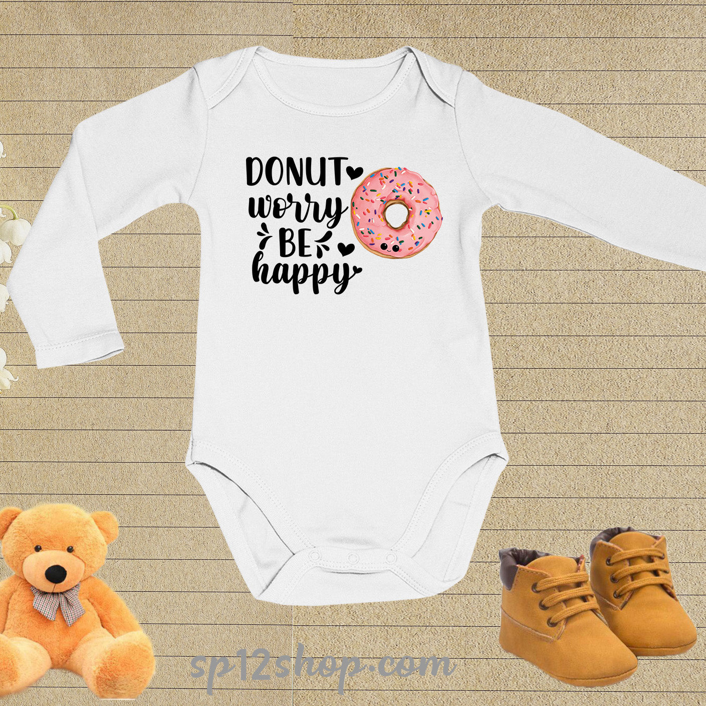 Donut Worry Be Happy Baby Bodysuit
