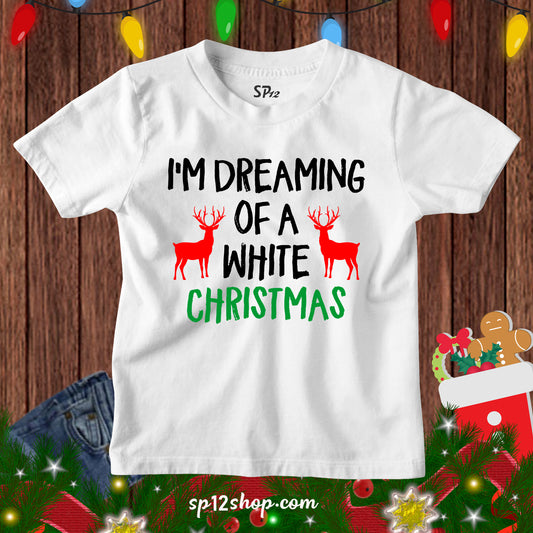 Dreaming a White Christmas Family Kids T-Shirt Tee