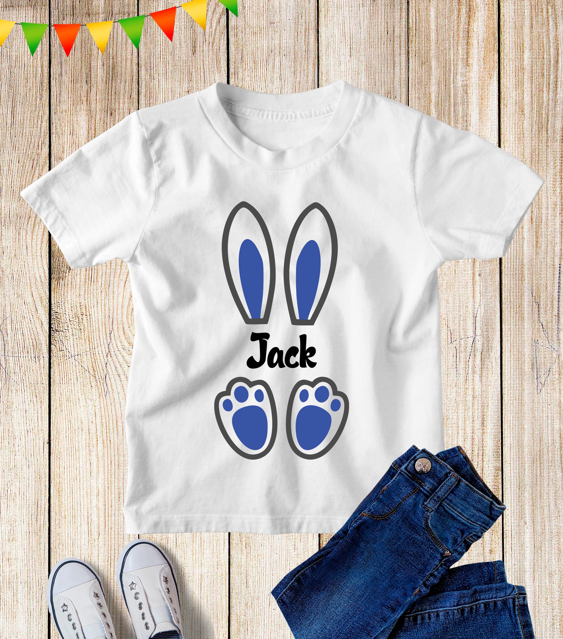 Easter Boys Personalised Bunny Kids T Shirt