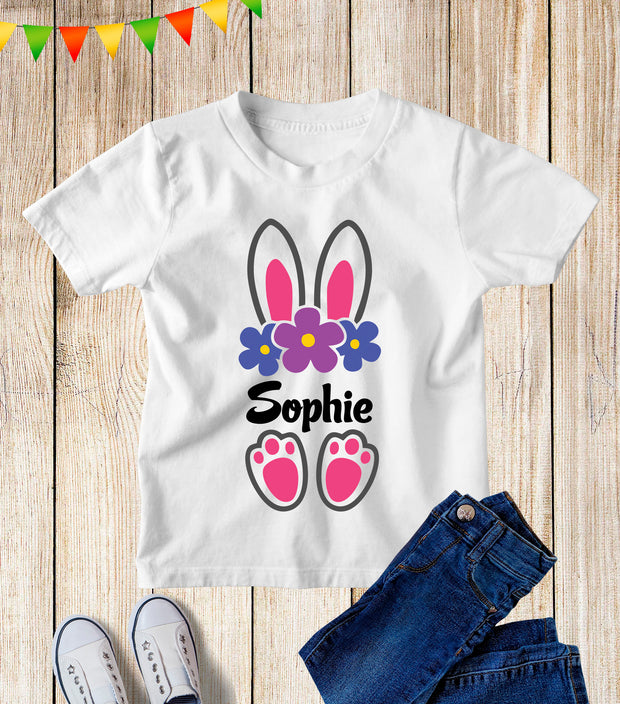 Easter Girls Personalised Bunny Kids T Shirt