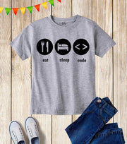 Eat Sleep Code Kids T Shirt
