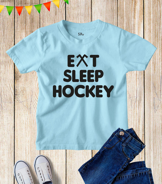 Kids Slogan Eat Sleep Hockey T Shirt