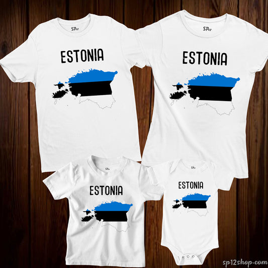 Estonia Flag T Shirt Olympics FIFA World Cup Country Flag Tee Shirt