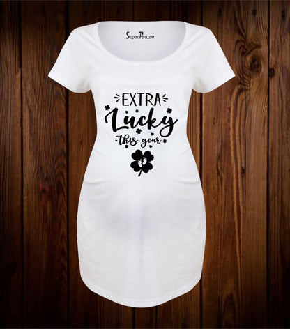 Extra Lucky This Year Maternity T Shirt St Patricks Day Pregnancy Tee