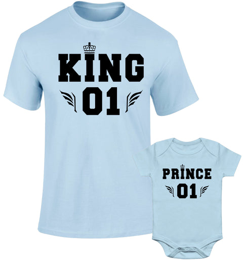 Father Daddy Daughter Dad Son Matching T shirts King Prince 01 Wing Crown