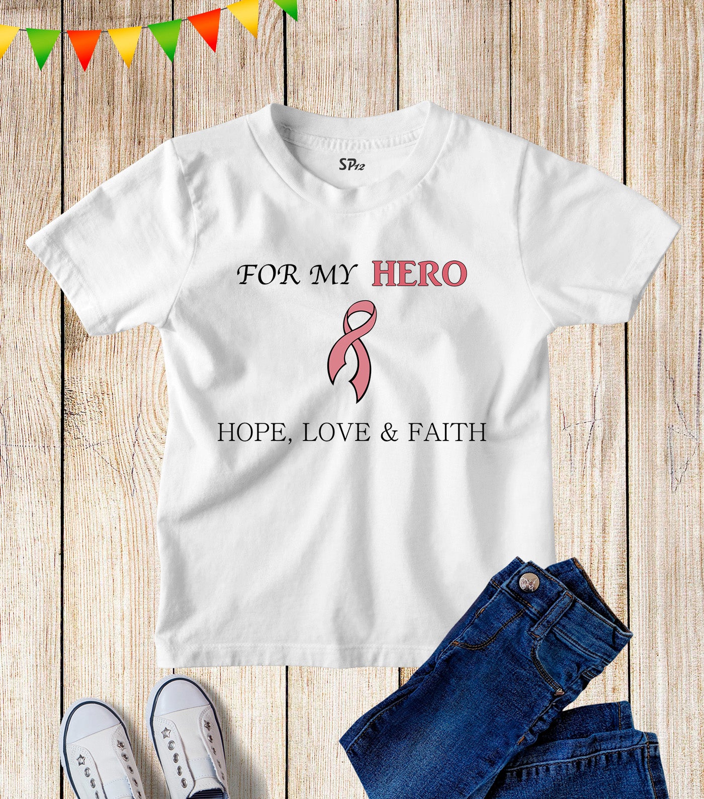 Kids For My Hero Pink Cancer Awareness T Shirt