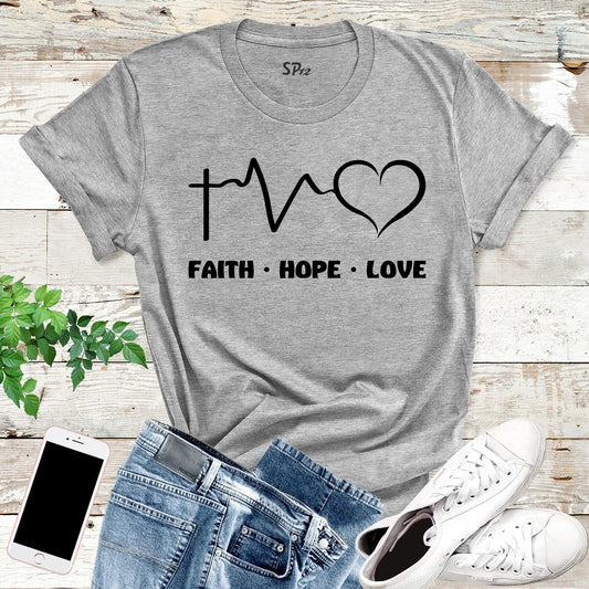 Faith Hope Love T Shirt Christian Cross Church Disciple Grace