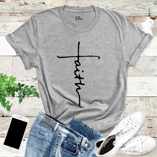 Faith T Shirt Cross christian Jesus religious bible Tee