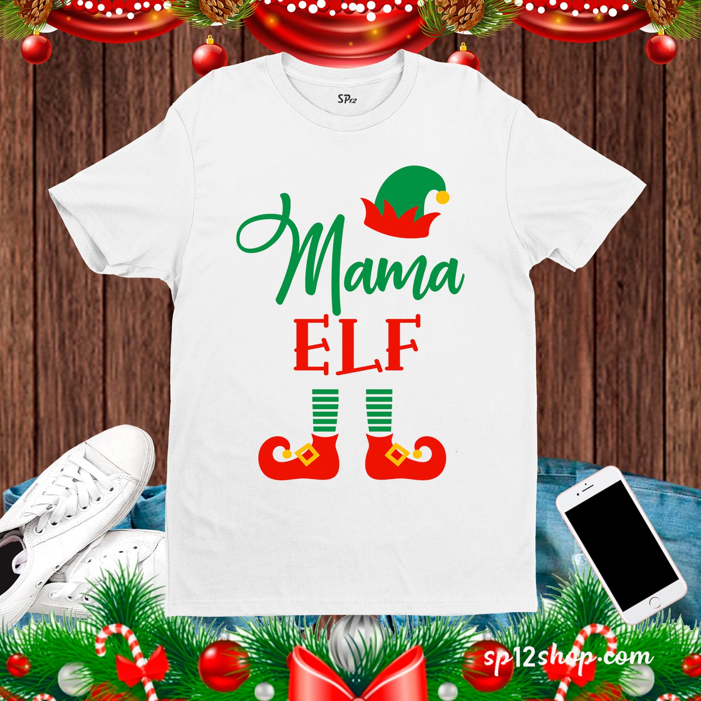 Mama Elf Christmas T shirt 