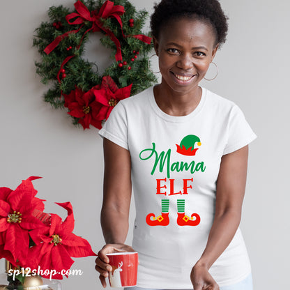 Mama Elf Christmas T shirt 