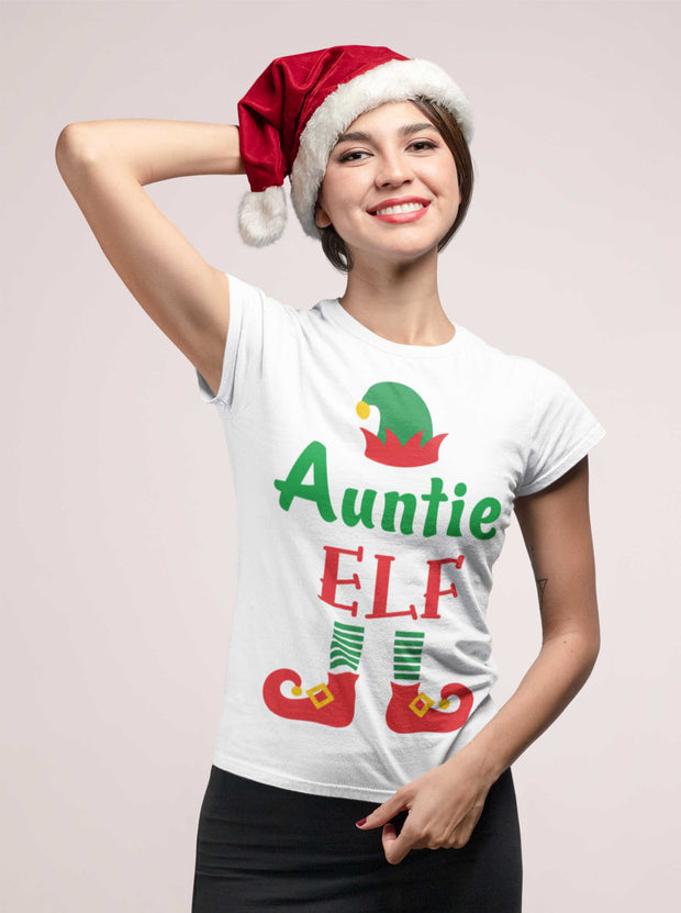 Auntie Elf Family Christmas T shirt Funny secret Santa Claus gift Tee Outfit