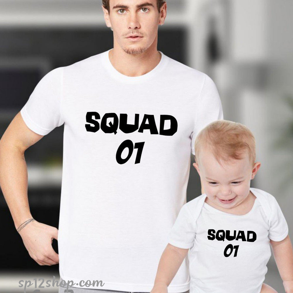 Father Daddy Daughter Dad Son Family Matching T shirts Squad 01 Slogan