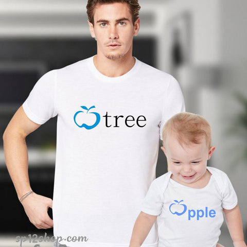 Father Daddy Daughter Dad Son Matching T shirts Apple Tree & Apple