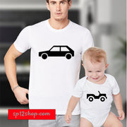 Father Daddy Daughter Dad Son Matching T shirts Baby Bodysuit Big Car Toy Car