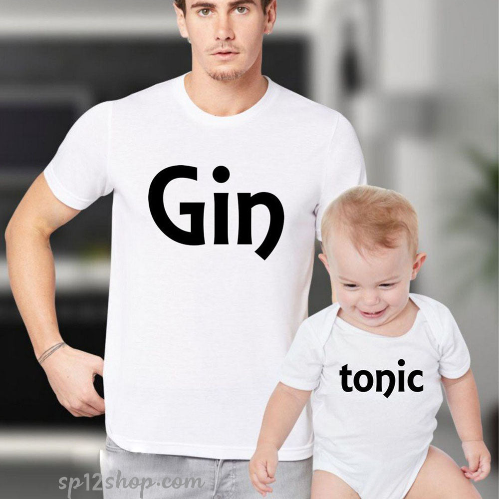 Gin And Tonic Father Daddy Daughter Dad Son Matching T shirts Baby Bodysuit