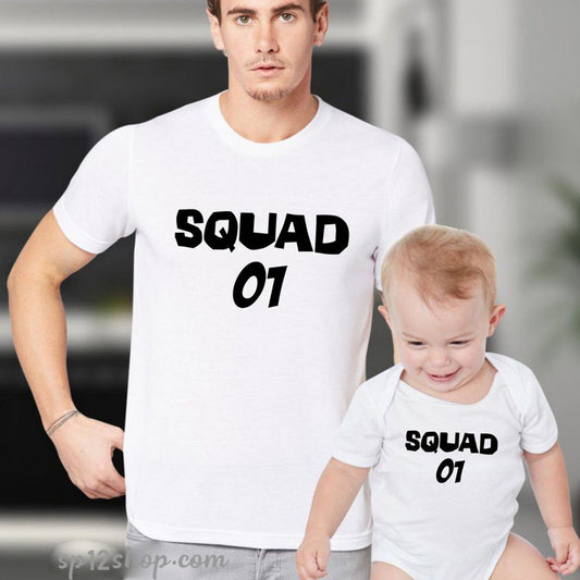 Father Daddy Daughter Dad Son Matching T shirts Baby Bodysuit Squad 01