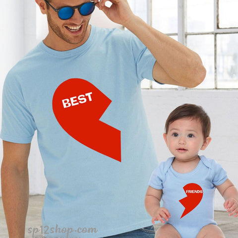 Father Daddy Daughter Dad Son Matching T shirts Best Friends Red Heart