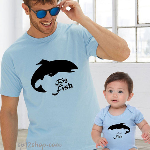 Father Daddy Daughter Dad Son Matching T shirts Big Fish Little Fish