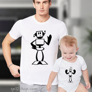 Father Daddy Daughter Dad Son Matching T shirts Big & Little Robot Cartoon