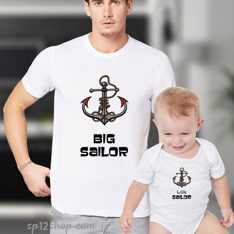 Father Daddy Daughter Dad Son Matching T shirts Big Little Sailor Anchor