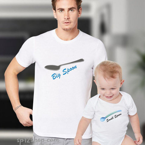 Father Daddy Daughter Dad Son Matching T shirts Big & Small Spoon