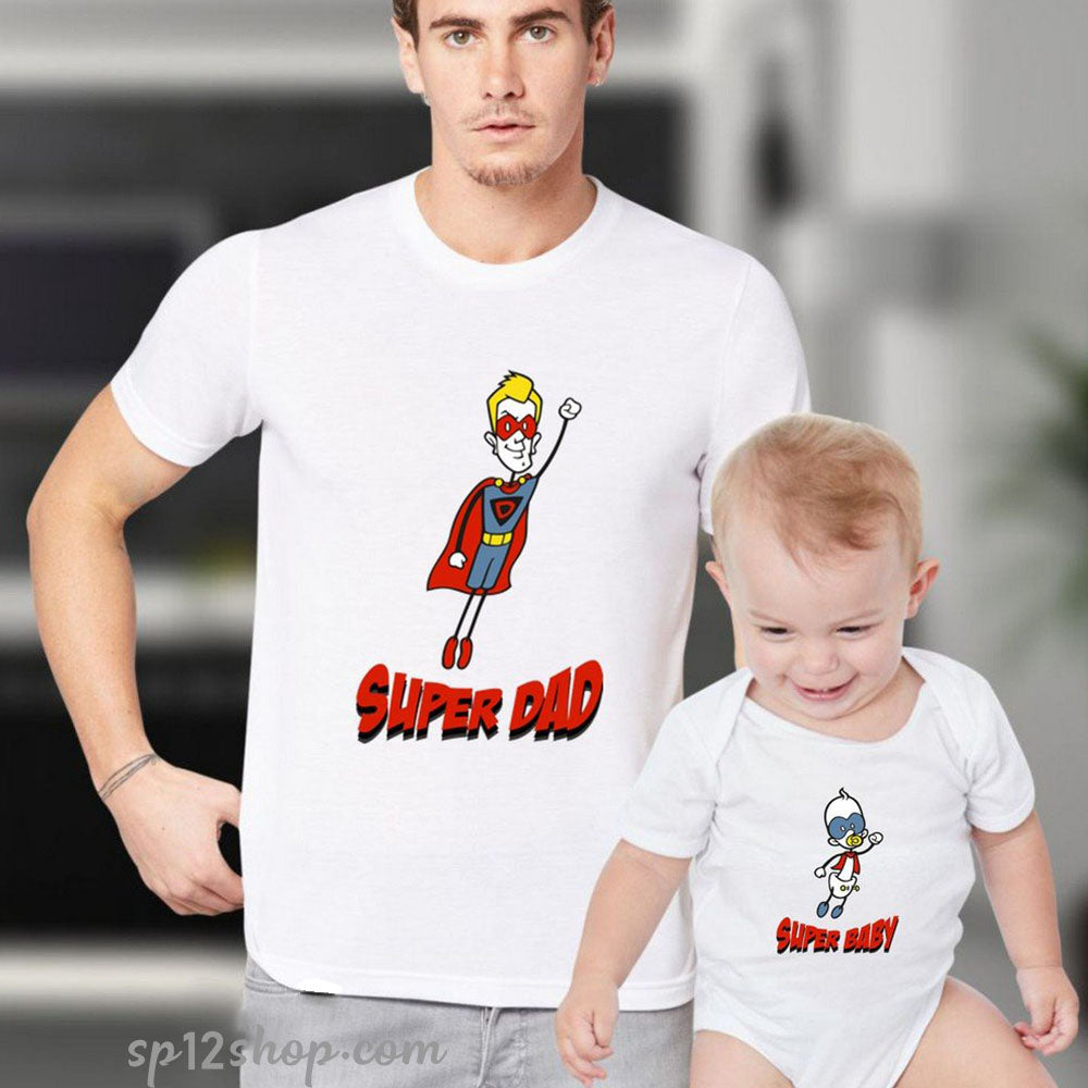 Father Daddy Daughter Dad Son Matching T shirts Bodysuit Super Hero Dad Baby