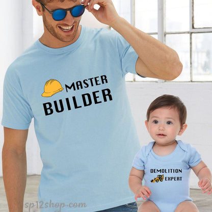 Father Daddy Daughter Dad Son Matching T shirts Builder Demolition Expert