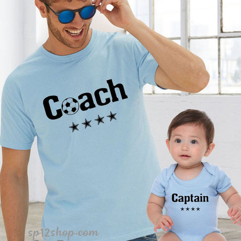 Father Daddy Daughter Dad Son Matching T shirts Coach Captain Soccer Football