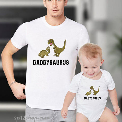 Father Daddy Daughter Dad Son Matching T shirts Daddysaurus Babysaurus
