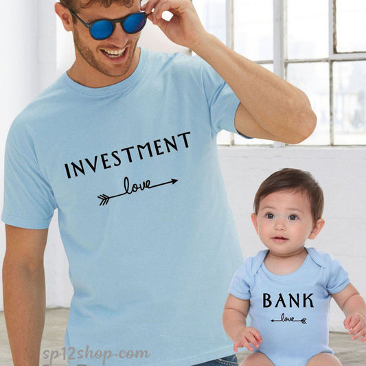 Father Daddy Daughter Dad Son Matching T shirts Investment Bank Love Arrow