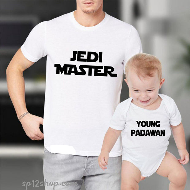 Father Daddy Daughter Dad Son Matching T shirts Jedi Master Young Padawan