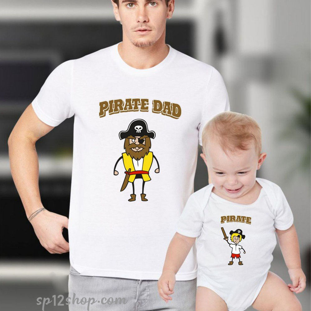 Father Daddy Daughter Dad Son Matching T shirts Pirate Dad Pirate Kid Cartoon