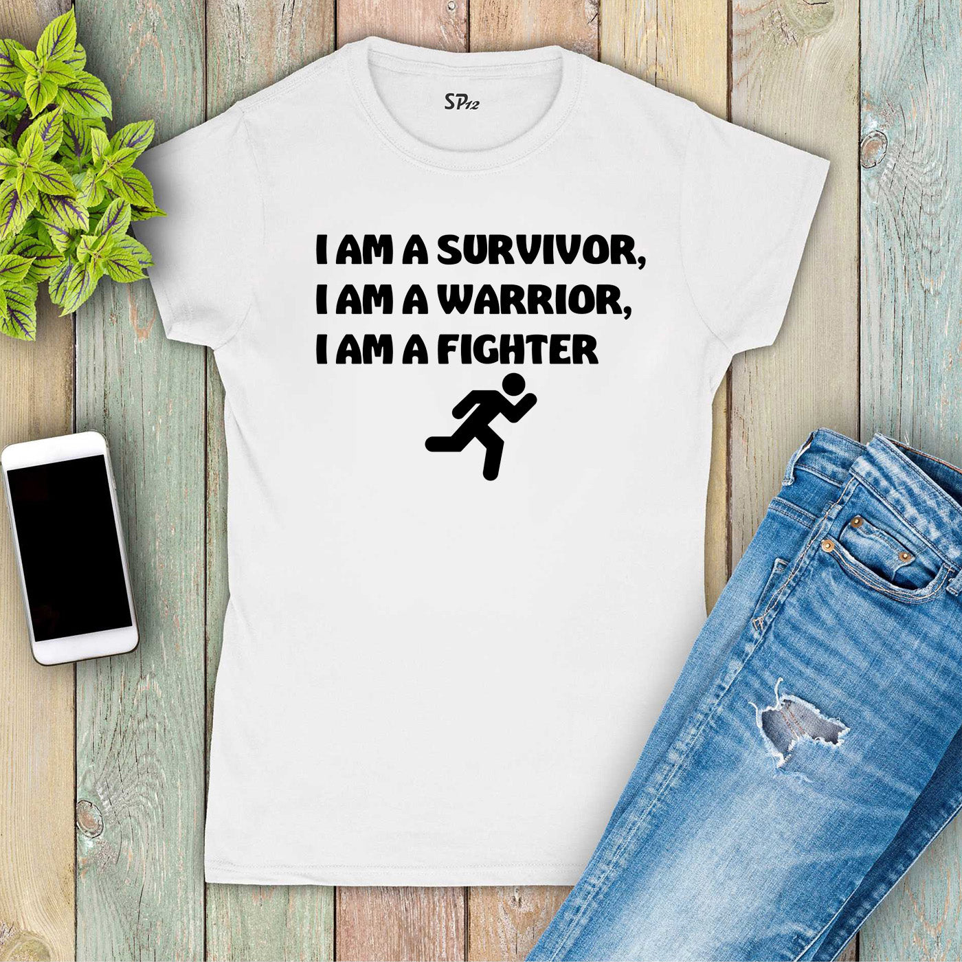 Fighter Survivor Warrior Slogan Women T Shirt